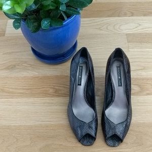 Snakeskin peeptoe heels